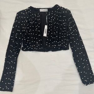 Monica all over pear crop pearl jacket